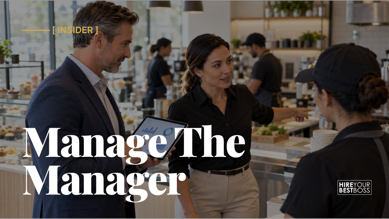 Semi-absentee franchise owner managing a hired manager in a café business